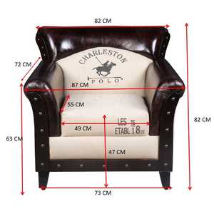 Premium Buff Leather Canvas Floppy <b>Sofa</b> Solid Wood Legs Modern Living Room Lounge Furniture - Product Image 2