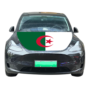 Drapeau de couverture de capot de <span class=keywords><strong>voiture</strong></span> national algérien Drapeau de couverture de moteur de <span class=keywords><strong>voiture</strong></span> avec effet d'impression par transfert de chaleur Tissu élastique de taille personnalisée - Product Image 3