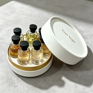 Boîte d'emballage de parfum en tube de papier blanc or, boîte cadeau cylindrique personnalisée imprimée pour échantillons de parfum - Product Image 1