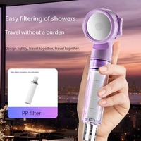 Pommeau de Douche Portable de Voyage, Filtre de Douche à Main pour Nettoyage de la Peau, Idéal pour Salle de Bain d'Hôtel, Amélioration de la Pression - Violet