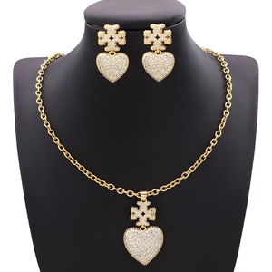 Cao cấp 18K vàng của phụ nữ thép không gỉ Vòng đeo tay vòng cổ trang sức Set cho đám cưới bên ngày kỷ niệm có tính năng ngọc trai - Product Image 1