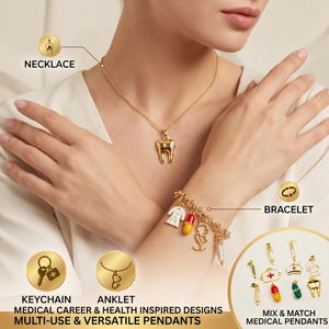 Colgantes Médicos Personalizados OEM ODM de Latón Esmaltado, Chapados en Oro de 18K, con Diseños de Estetoscopio, Diente, Píldora, Doctor y Enfermera para Accesorios de Joyería - Product Image 4