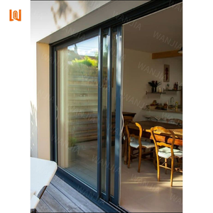 Porte coulissante de véranda en aluminium personnalisée en usine <span class=keywords><strong>double</strong></span> portes en verre trempé avec porte coulissante de rail à vendre - Product Image 1