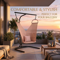 Fauteuil suspendu œuf méditerranéen transparent portable, design imprimé en 3D, coussin imperméable en polyester pour villa et extérieur