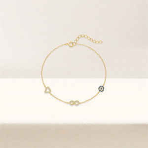 Nuovo bracciale in argento Sterling 925 figura otto con <span class=keywords><strong>nodo</strong></span> e cuore placcato in oro con zircone gioielli alla moda per le donne - Product Image 3
