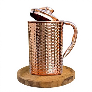 Hammered Copper Water Pitcher with Lid 1.7L Classic Design Eco-Friendly Handmade Drinking Jug for Wedding and Party Use - Product Image 6
