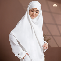 Ensemble Abaya Premium Blanc en Coton Marbella Solide Respirant Séchage Rapide avec Khimar Français – Vêtement Islamique Modeste Élégant Coupe Ample – Idéal Cadeau