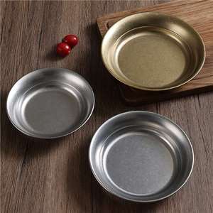 Retro Stainless Steel Round Deep Plate Pasta Plate Hot Pot Preparation Plate Oil Dish Bowl Snack Plate Dinner Plate Bone Plate - Product Image 4