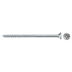 FISCHER - 670502 Pozidriv tornillo de aglomerado galvanizado blanco con cabeza avellanada plana y rosca parcial FPF II CZP BC - Product Image 1