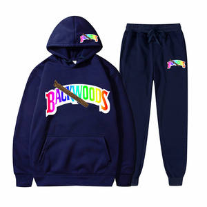 Ensemble de sweat-shirts et de joggings en coton et polyester à logo personnalisé, style hip-hop, Backwoods <span class=keywords><strong>Cookei</strong></span> RAW, 2 pièces, pour hommes - Product Image 1
