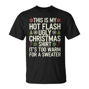 Camiseta navideña divertida con estampado de Hot Flash Ugly Christmas para mujer, camiseta divertida para la menopausia - Product Image 1