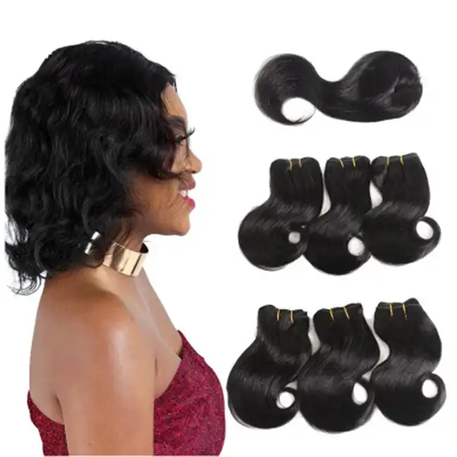 European And American Hot selling Natural Black 100 Human Hair Bundles Body Wave Human Hair 7-piece Set