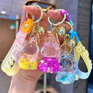 Creative Oil <b>Bubble</b> Bead Unicorn Quicksand Bottle Keychain Cartoon <b>Floating</b> Liquid Key Chain - Product Image 6