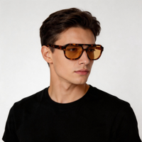 Lunettes de soleil rétro pour hommes à double pont, monture intégrale en acétate écaille, protection UV400, verres CR39, en stock