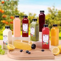 Botol Jus Plastik Transparan 8oz 12oz 16oz Kosong, Dapat Digunakan Kembali, Dengan Tutup Anti Bongkar, Laris Terjual