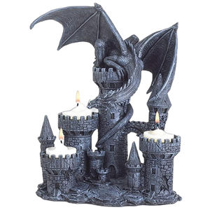 Cadeaux et décoration en résine, chandelier gothique du royaume médiéval, porte-bougie de bougie de bougie de bougie de tour de château perché de dragon féroce - Product Image 1