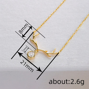Collana con Ciondolo a Forma di Corna di Renna per Donne, Gioiello di Moda Festivo con Pietre Scintillanti, Regalo - Product Image 4