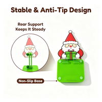 Support de téléphone portable universel pliable et réglable en acrylique rouge et vert, motif Père Noël, antidérapant, avec espace de chargement, portable
