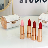 Ensemble de rouges à lèvres en cuir de luxe, 4 pièces, rouges à lèvres mats, couleur longue durée, cosmétiques pour les lèvres de qualité supérieure
