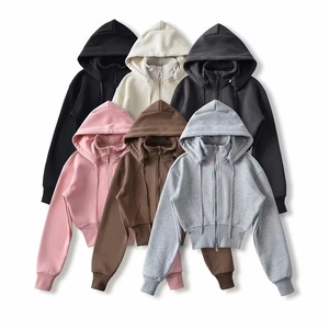 100% <span class=keywords><strong>felpa</strong></span> da <span class=keywords><strong>donna</strong></span> in puro cotone a <span class=keywords><strong>maniche</strong></span> <span class=keywords><strong>corte</strong></span> a vita stretta personalizzabile <span class=keywords><strong>felpa</strong></span> con cappuccio staccabile - Product Image 2