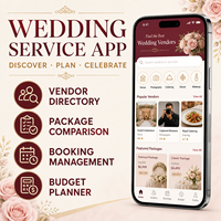 Développement d'application de marché de services de mariage fiable pour iOS et Android avec comparatif de packages et annuaire des fournisseurs