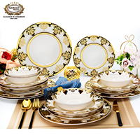 Service de table en porcelaine de luxe Karosa 24 carats en or, vaisselle en céramique, assiettes, bols, ensembles de bols, ensembles de table
