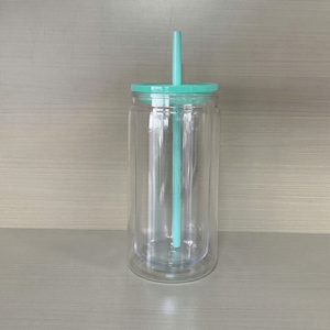 Offre Spéciale – Verre à Pint de 16 oz à Double Paroi, Bocal Effet Boule à Neige avec Couvercles à Paille, Bouchons à Trou Pré-percé, Couvercles Colorés, Corps Transparent, Style DIY, Personnalisable en PC - Product Image 1