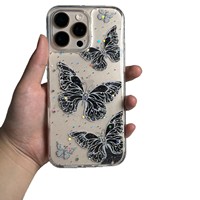 Coque de téléphone magnétique en TPU effet goutte de glace, haute qualité, motif papillon transparent, protection antichoc aux quatre coins pour iPhone 16 Pro