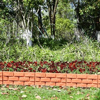 Lot de 4 briques en plastique mur effet pierre paysage pelouse Jardin bordure de Jardin panneaux de clôture décoratifs réglables pour l'extérieur