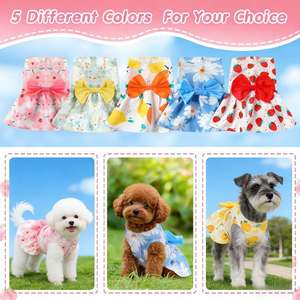 Gaun Hewan Peliharaan Musim Panas Symbipets Bahan Polyester Mewah, Model Rok Kupu-kupu, OEM ODM, Motif Buah Stroberi untuk Kucing dan Anjing - Product Image 3