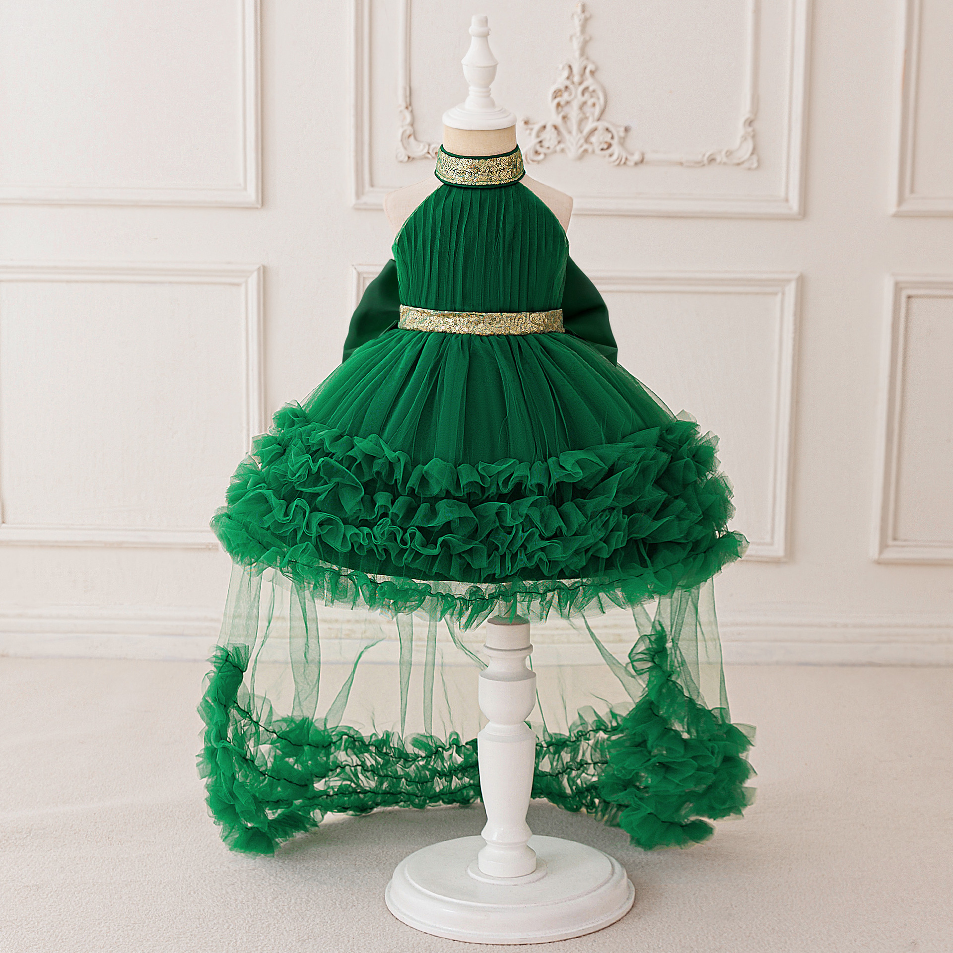 Green Dress 12 18 Months Elegant Patchwork Girls' Fashion