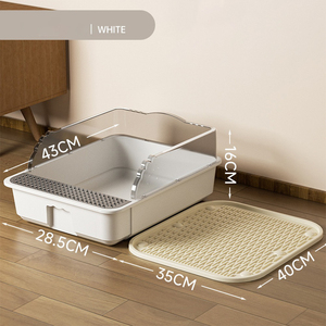 Extra-Large Anti-Tracking Splash-Proof Cat Litter <b>Box</b> - Semi-Enclosed Cat Toilet <b>Drop</b>-Shipping - Product Image 4