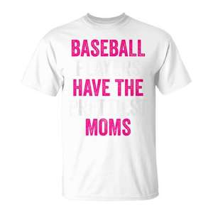 Camiseta juvenil con estampado de serigrafía de "Los jugadores de béisbol tienen las madres más bonitas", de manga corta, cuello redondo, unisex, para niños, deportes y juegos - Product Image 1