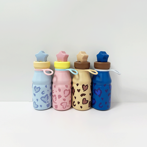 17oz 500ml leopard print with heart design stainless steel water bottle with straw with <b>tea</b> <b>Infuser</b> stainless steel water bottle - Product Image 1