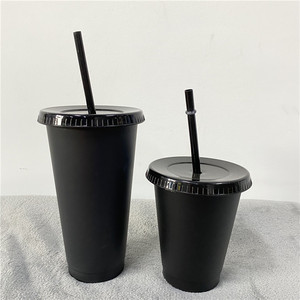 New arrival cheap non-toxic Matte Solid color ice cold 16oz 24oz Reusable Hard Plastic Venti stadium cup with Lids and Straws