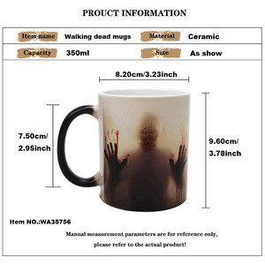 Fabricación personalizada Zombie Dead Rick Was Here Blood Hand Hot Color Changing Magic Coffee Cup Porcelana The Walking Dead Mug - Product Image 2