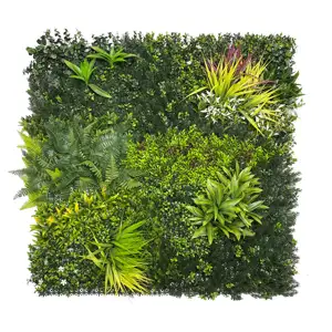 Linwoo Panel tanaman buatan, dinding rumput hijau vertikal taman dengan bunga