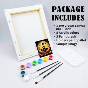 Kit de pintura en lienzo <span class=keywords><strong>para</strong></span> adultos, lienzo prepintado <span class=keywords><strong>para</strong></span> fiesta de Halloween, Kit de pintura de <span class=keywords><strong>bruja</strong></span> de calabaza - Product Image 2