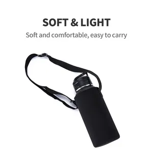 Customized Neoprene Drink Water Bottle Holder Sleeve Cooler Bag Bottle Carrier Pouch With Adjustable Shoulder Strap