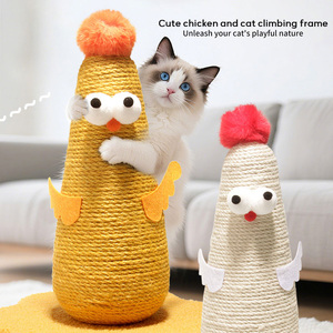 Tempat Panjat Kucing Lucu Bentuk Ayam, Tiang Garukan Kucing dari Sisal, Papan Garukan Kucing - Product Image 2