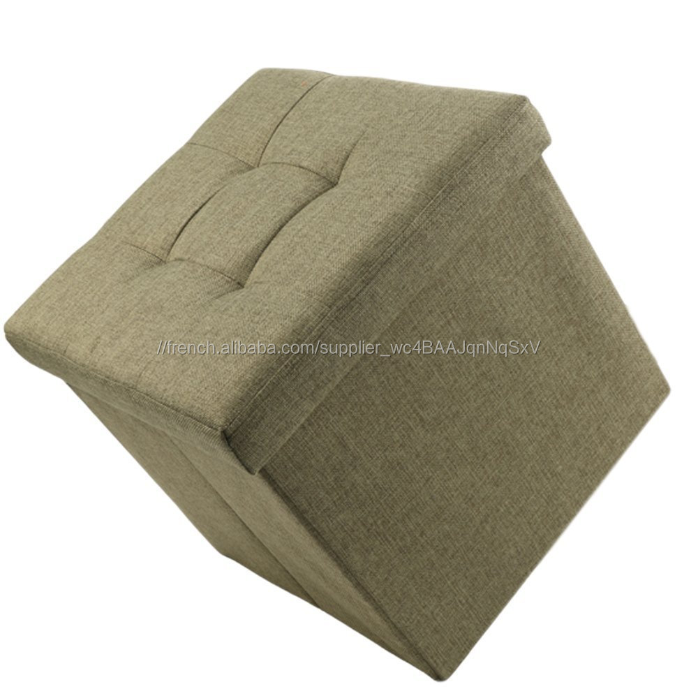 Offre Spéciale Tabouret Gonflable Carré Carré Pliable Moderne Lin Pouf de Rangement En Tissu