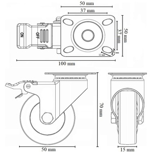<b>4</b> Green 50mm Swivel <b>Wheels</b> with Brake for <b>Trolleys</b> and Furniture 360 Degree Rotation 200kg Load Capacity - Product Image 5