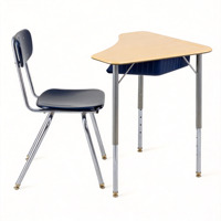 Ensemble de bureau et chaise modulaires hexagonaux en bois pour étudiants, idéal pour l'apprentissage collaboratif dans les appartements des collèges et les hôpitaux