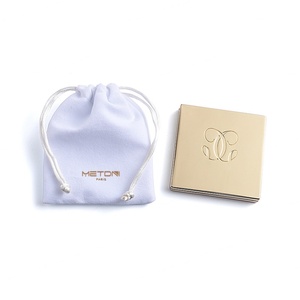 Velvet Pouch Packing Gold Plated Debossed Logo Fashion Hand Bag Cosmetic <b>Compact</b> <b>Mirror</b> - Product Image 2