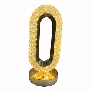 Luxury Crystal <b>Table</b> Lamp Oval Shape Touch Control Usb Charging Home Decor Light Living Room Glam Style - Product Image 3