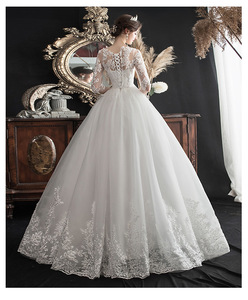 Nouvelle Robe de Mariée Col Rond en Dentelle, Coupe Ajustée, Style Mori, <span class=keywords><strong>Grande</strong></span> <span class=keywords><strong>Taille</strong></span>, pour Réception de Mariage Festive - Product Image 5