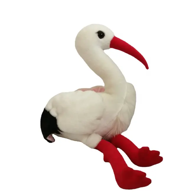 Haute qualité européenne blanc cigogne oiseaux peluche peluche jouet grue eau oiseau cigogne mascotte