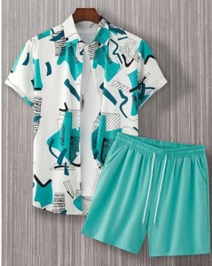 Personnalisez votre logo Chemises de plage pour <span class=keywords><strong>homme</strong></span> Chemises d'été 2 pièces Plus et ensemble court Vente en gros Ensembles de chemises pour hommes imprimés de grande taille - Product Image 4