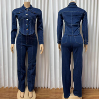 Nouveautés TKS - Vêtements pour femmes d'automne - Boutique - Tenue décontractée en denim - Ensemble 2 pièces avec manches longues et pantalon en jean