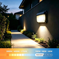 Luminaire mural extérieur LED en verre trempé anti-UV ETL CE 277V 347V 3Power 3CCT 60w 80w 100w 120w 150w IP65